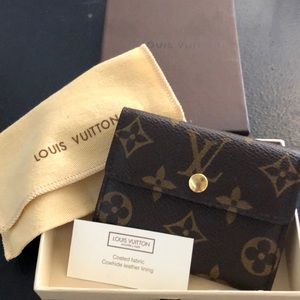 Brown LV monogram leather card/change holder